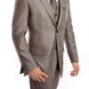 Gray 3 Piece Modern Fit Suit 2 Button V-Neck Vest -Alberto Nardoni Shop SO4M158 01 Grey