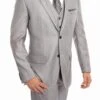 Light Gray 3 Piece Modern Fit Suit 2 Button V-Neck Vest
