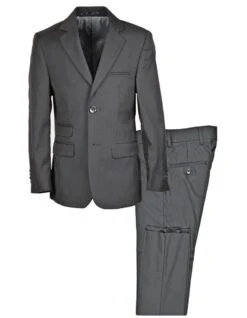Grey Prom Suit - Gray Wedding Suit - Gray Tuxedo Boys 2 Button Peak Lapel Tuxedo In Charcoal Grey