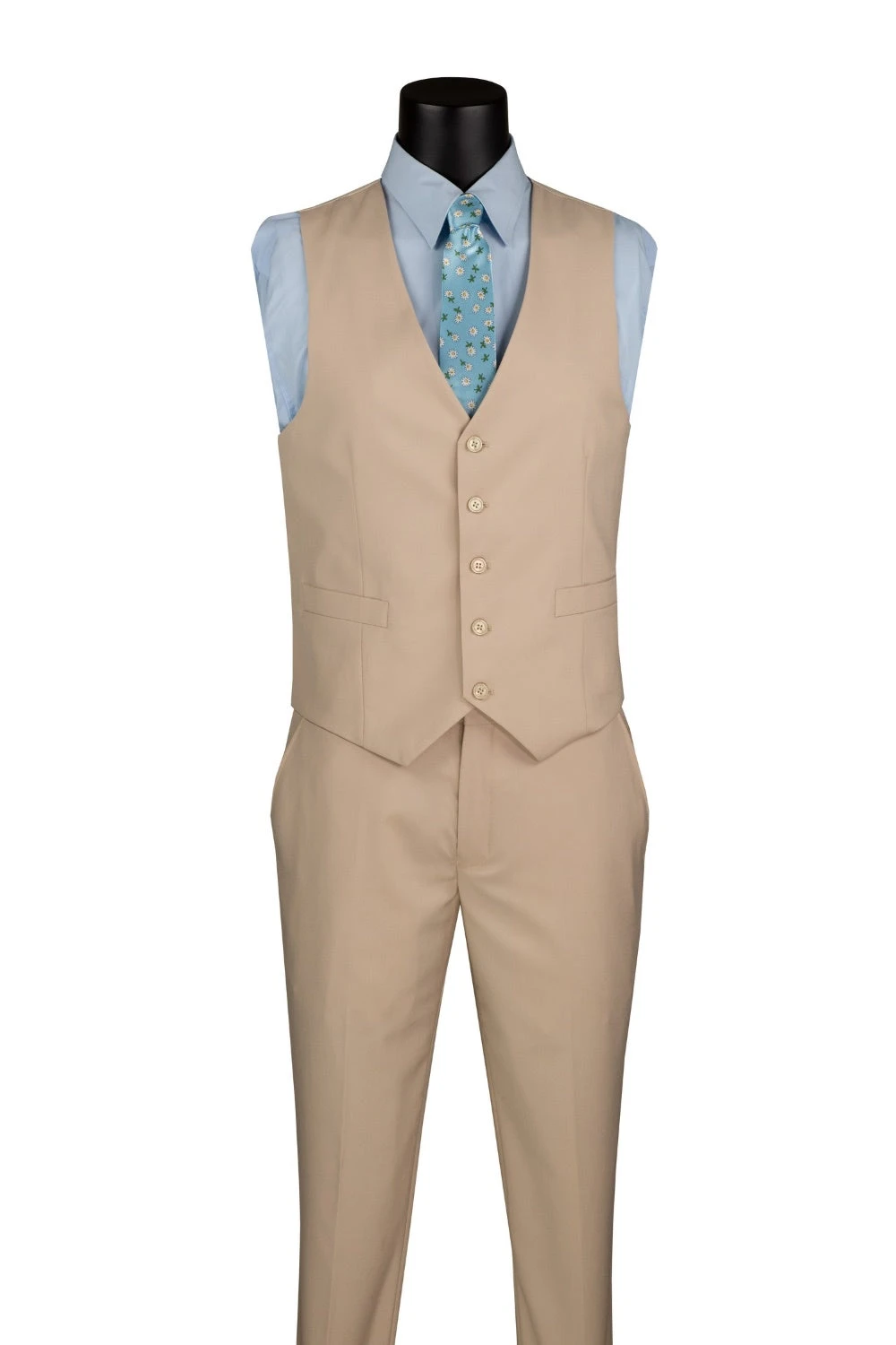 Slim Fit Business Men's Suit 3 Piece 2 Button In Stone 2 Slim Fit Business Men's Suit 3 Piece 2 Button In Stone - Image 2