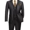 Slim Fit 3 Piece Satin Suit In Black