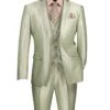 Slim Fit 3 Piece Satin Suit In Light Sage