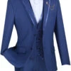 Leonardo Collection - Slim Fit Tuxedo 2 Buttons 3 Piece Suit Blue