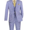 Slim Fit Suit Windowpane 3 Piece With Vest In Sky Blue