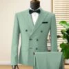 Mens Sage Green Double Breasted Suit - Mens Summer Color Light Weight Suit