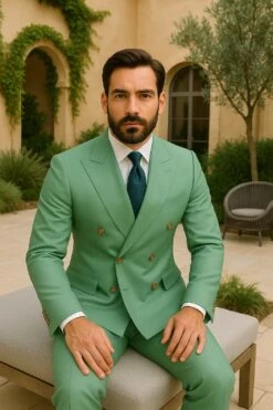 Mens Sage Green Double-Breasted Suit With Gold Buttons – Formal Slim Fit 2-Piece Pistachio Color -Alberto Nardoni Shop Sage Green Double Breasted Suits 41aacbf8 a78a 4cde 8de5 134da0e39acc