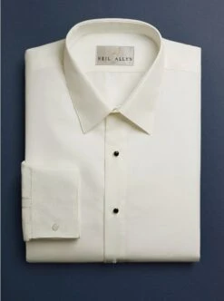 Mens 100% Cotton Tuxedo Shirt In Ivory