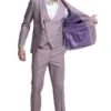 Men's One Button Double Breasted Vest Slim Fit Sharkskin Rose Pink Wedding Suit -Alberto Nardoni Shop Sharkskin Rose Pink Suits