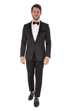 Smoking Traje - Esmoquin - Smoking Para Hombre - One ButtonTrajes De Novio Black Tuxedo -Alberto Nardoni Shop Shawl Label Black Suit
