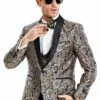 Mens One Button Vested Prom And Wedding Shawl Tuxedo In Blue And Gold -Alberto Nardoni Shop Shawl Tuxedo in Blue and Gold