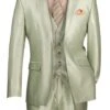 Mens Notch Label Slim Fit Fancy Prom Suit Shiny Sage Green 3 Piece Suit -Alberto Nardoni Shop Shiny Sage Green 3 Piece Suit