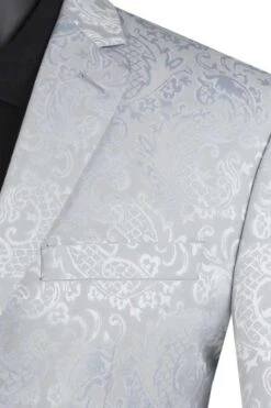 Mens Slim Fit Shiny Paisley Prom & Silver Grey Wedding Suit -Alberto Nardoni Shop Silver Grey Wedding Suit2