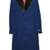 Mens Overcoat -Mens Long Wool Topcoats- Topcoat For Men-Men's Dress Coat Navy Blue