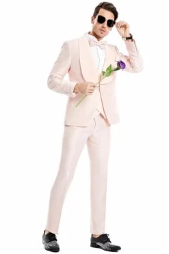 Mens One Button Vested Paisley Prom And Wedding Tuxedo In Blush Pink -Alberto Nardoni Shop Skinny Fit in Blush