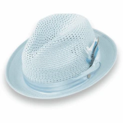 Castor Crushable Straw Hat Fedora In Sky Blue