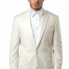 Men's Slim Fit One Button Satin Trim Peak Lapel Prom & Wedding Tuxedo In Ivory -Alberto Nardoni Shop SlimFitIvoryTuxedo