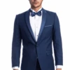 Men's Slim Fit One Button Satin Trim Peak Lapel Prom & Wedding Tuxedo In Cobalt Blue -Alberto Nardoni Shop SlimFitOneButtonCobaltBlueTuxedo
