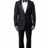 Men's Slim Fit One Button Satin Trim Peak Lapel Prom & Wedding Tuxedo In Charcoal Grey -Alberto Nardoni Shop SlimFitPeakLapelWeddingTuxedo