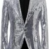 Glitter Tuxedo Dinner Jacket - Sequin Blazer - Sliver Flashy Stage Sport Coat By Alberto Nardoni