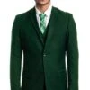Men's Vested Two Button Notch Lapel Solid Color Wedding And Business Suit In Hunter Green