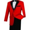 Mens Classic 2 Button Notch Lapel Red Tuxedo