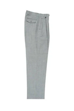 Light Gray Bridseye Wide Leg Wool Dress Pant 2586/2576 By Tiglio Luxe TIG1018