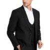 "Black Sharkskin Wedding Suit: Men's Slim Fit Double Breasted Vest"