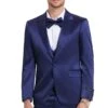 "Indigo Navy Men's Sharkskin Satin Prom 2025 & Wedding Suit - One Button Vested" -Alberto Nardoni Shop TP7dFWR