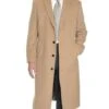 Mens Overcoat -Mens Long Wool Topcoats- Topcoat For Men-Men's Dress Coat Tan 4 Buttons Full Length Wool Cashmere Blend Overcoat Top Coat