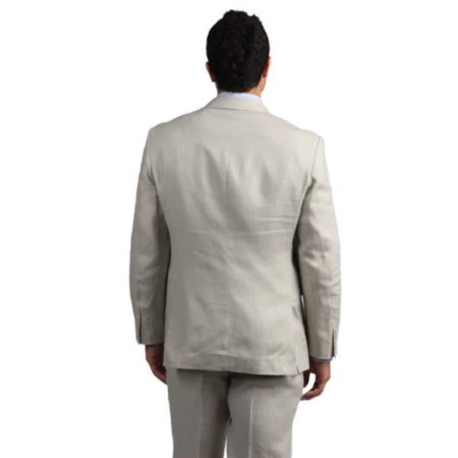 Tan Linen Suit - Two Buttons Tan Wedding / Prom Notch Collared Classic Linen For Beach Wedding Outfit Side Vent Suit 2 Tan Linen Suit - Two Buttons Tan Wedding / Prom Notch Collared Classic Linen For Beach Wedding Outfit Side Vent Suit - Image 2