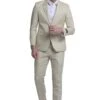 Tan Linen Suit - Men's Two Button Peak Lapel Summer Linen Style Beach Tan Wedding Suit -Alberto Nardoni Shop Tan Wedding Single Breasted Suit