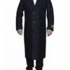 Mens Overcoat -Mens Long Wool Topcoats- Topcoat For Men-Men's Dress Coat Full Length Wool Dress Top Coat / Overcoat In Navy Blue Authentic Reg:$700 Designer Now On Sale -Alberto Nardoni Shop Three Button Navy Blue Overcoat