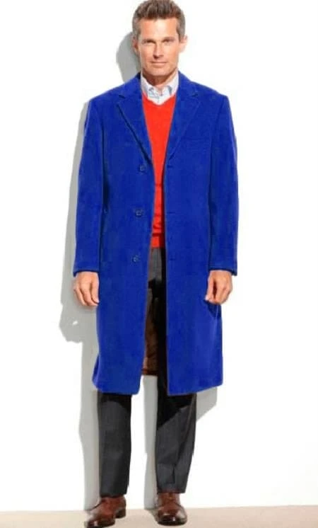 Mens Overcoat -Mens Long Wool Topcoats- Topcoat For Men-Royal Blue Men's Dress Coat Full Length Overcoat ~ Long Men's Dress Topcoat - Winter Coat (Cashmere Touch (Not Cashmere)) 1 Mens Overcoat -Mens Long Wool Topcoats- Topcoat For Men-Royal Blue Men's Dress Coat Full Length Overcoat ~ Long Men's Dress Topcoat - Winter Coat (Cashmere Touch (Not Cashmere))