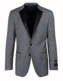 Mens 2 Button Designer Notch Tuxedo Jacket In Light Grey