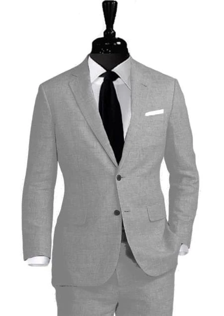 Mens Big And Tall Linen Suit - Gray Suit 1 Mens Big And Tall Linen Suit - Gray Suit