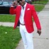 Mens New Years Outfit Christmas Red Prom Outfit Best Inexpensive ~ Cheap ~ Discounted Blazer Suit Jacket For Affordable Big Sizes Affordable Sport Coats Sale Include White Shirt & White Pants