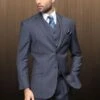 3 Piece Plaid Suit -Navy Mens Plaid Suit 3 3 Piece Plaid Suit -Navy Mens Plaid Suit -Alberto Nardoni Shop Two Buttons Navy Blue Suit 11496