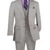 Light Gray Regular Fit 3 Piece Suit With Vest And Adjustable Waist Band Pants
