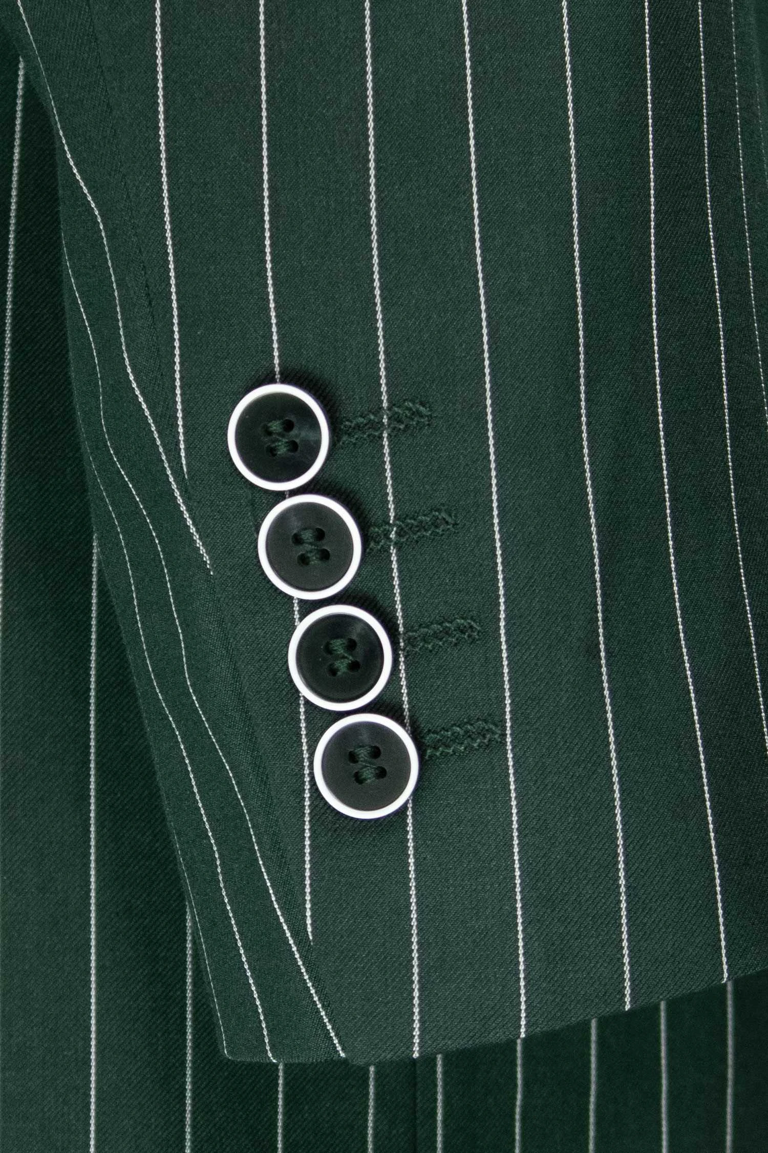 Odyssey Collection - Hunter Green Regular Fit 3 Piece Suit 2 Button Gangster Stripe 2 Odyssey Collection - Hunter Green Regular Fit 3 Piece Suit 2 Button Gangster Stripe - Image 2