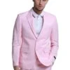 Pink Linen Men's Beach Wedding Suit - Two Button Peak Lapel Style