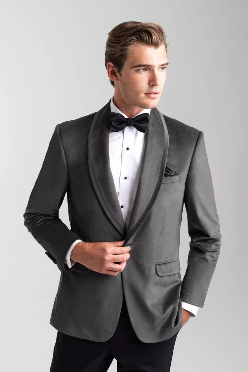Velvet Blazer - Mens Blazer - Dinner Jacket + "Venice" Silver Grey Velvet Dinner Jacket - Separates 1 Velvet Blazer - Mens Blazer - Dinner Jacket + "Venice" Silver Grey Velvet Dinner Jacket - Separates