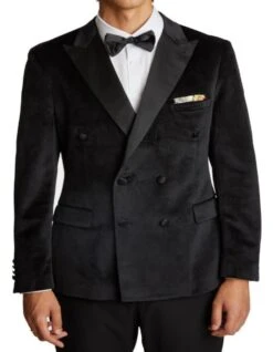 Double Breasted Tuxedo - Velvet Dinner Jacket With Pants In Color Black -Alberto Nardoni Shop Velvet Dinner Jacket in Color Black