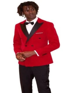 Double Breasted Tuxedo - Velvet Dinner Jacket With Pants In Color Red -Alberto Nardoni Shop Velvet Dinner Jacket with Pants in Color Red