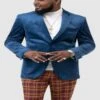 Paisley Blazer - Prom Tuxedo Dinner Jacket - Velvet Sport Jacket In Color Blue