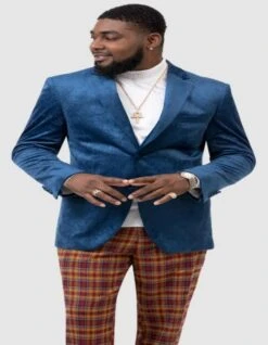 Paisley Blazer - Prom Tuxedo Dinner Jacket - Velvet Sport Jacket In Color Blue