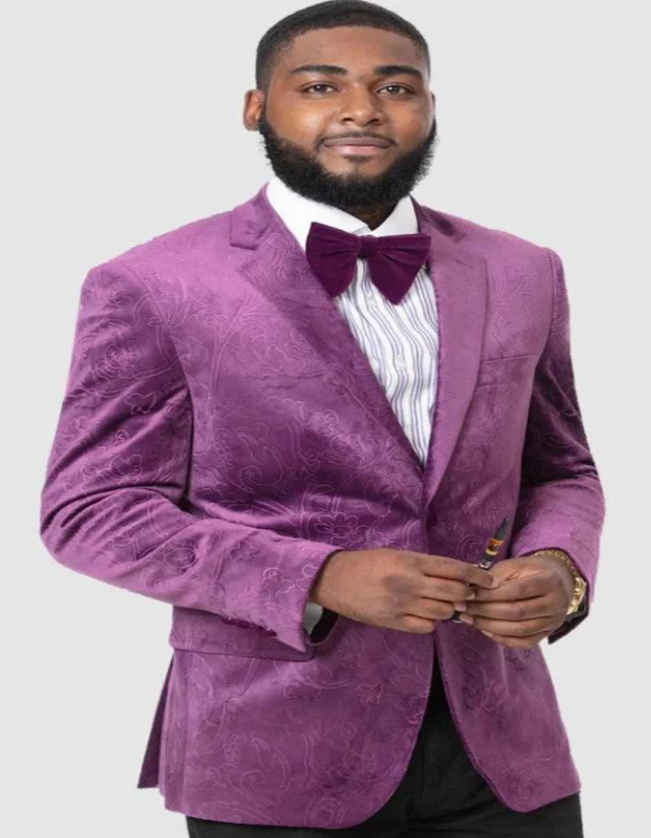 Paisley Blazer - Prom Tuxedo Dinner Jacket - Velvet Sport Jacket In Color Purple 1 Paisley Blazer - Prom Tuxedo Dinner Jacket - Velvet Sport Jacket In Color Purple