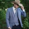 Western Suit - Trajes Para Hombres - Cowboy Formal Attire - Trajes De Novio - Two Button Notch Western Cornflower -Alberto Nardoni Shop Western Cornflower Suits