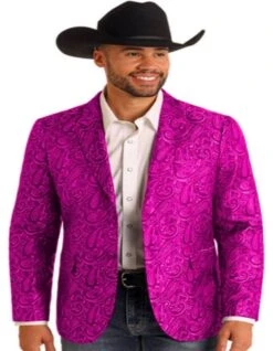Western Blazer - Saco Vaquero Para Hombre - Paisley Blazer In Fuchsia