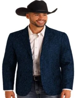Western Blazers - Saco Vaquero Para Hombre - Paisley Blazer In Navy 12 Western Blazers - Saco Vaquero Para Hombre - Paisley Blazer In Navy -Alberto Nardoni Shop Western Paisley Blazer Navy