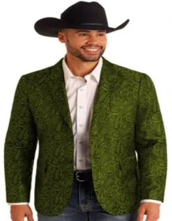 Western Blazer - Saco Vaquero Para Hombre - Paisley Blazer In Olive